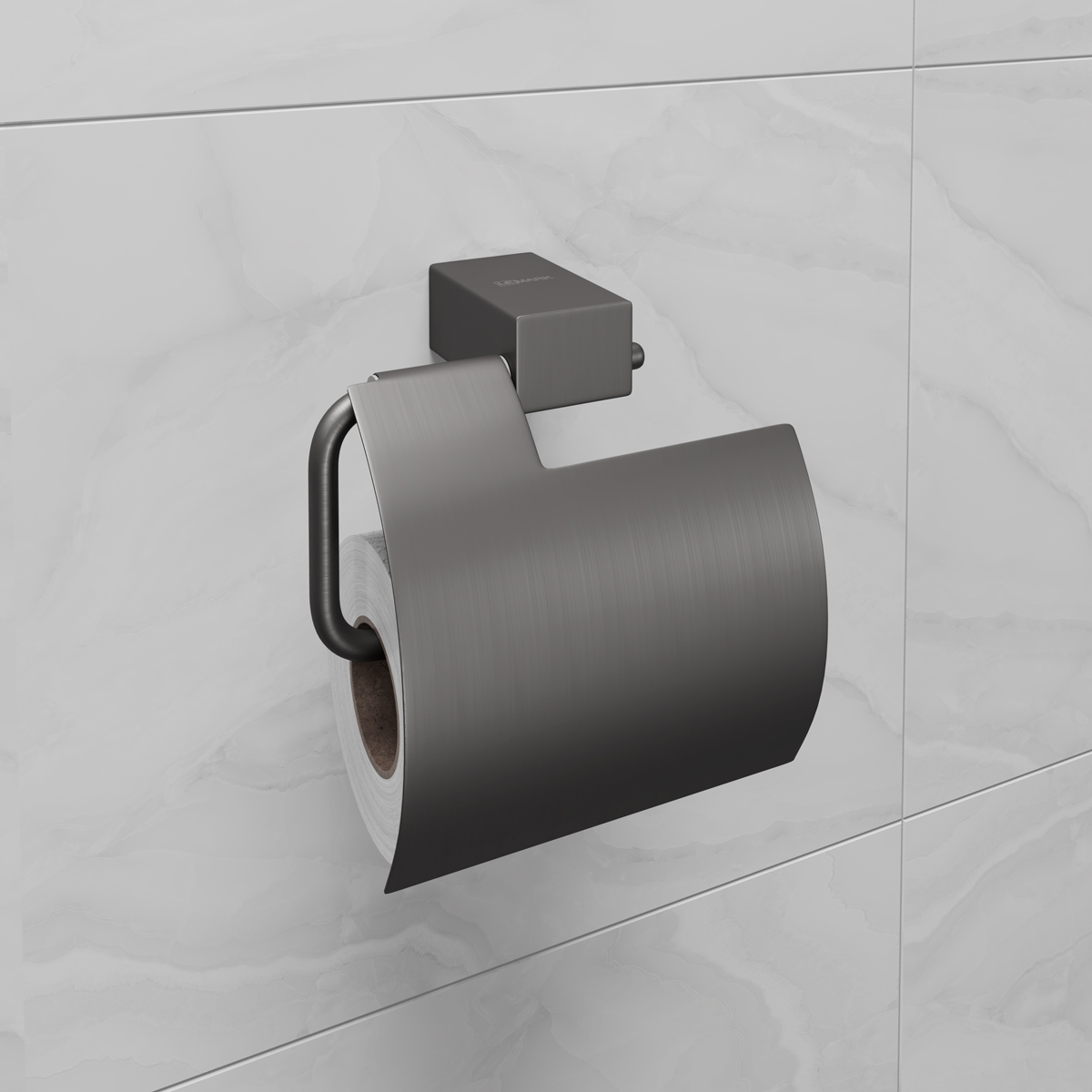 Держатель для туалетной бумаги Lemark SMOOTH LINE с крышкой, графит