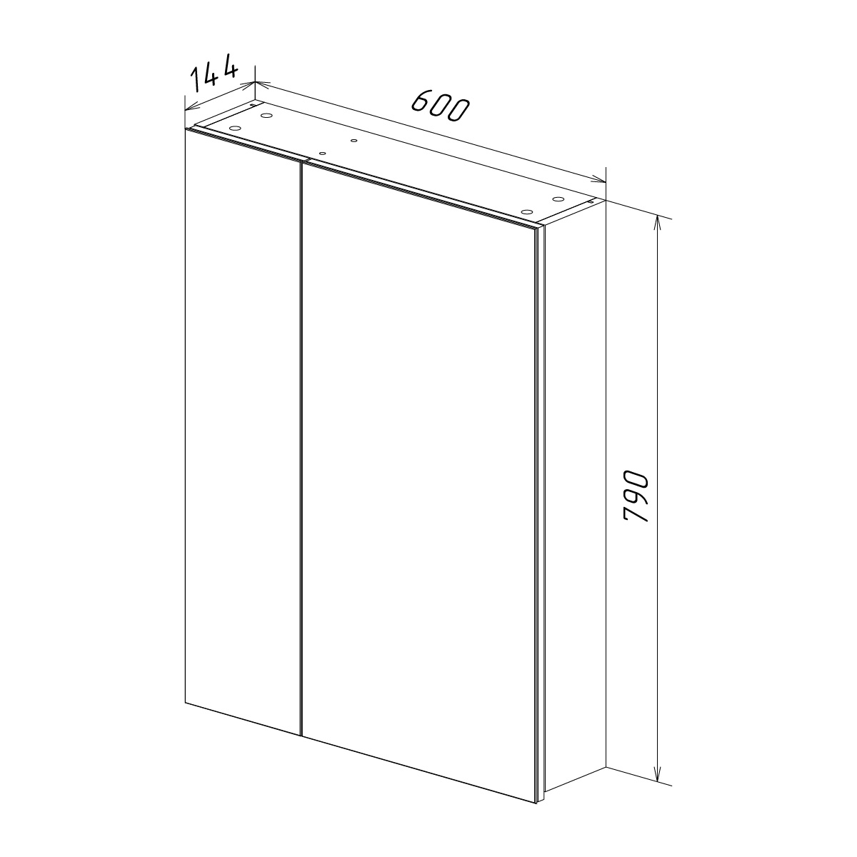 Шкаф зеркальный Lemark UNIVERSAL 60х80 см 2-х дверный, цвет корпуса: Белый глянец