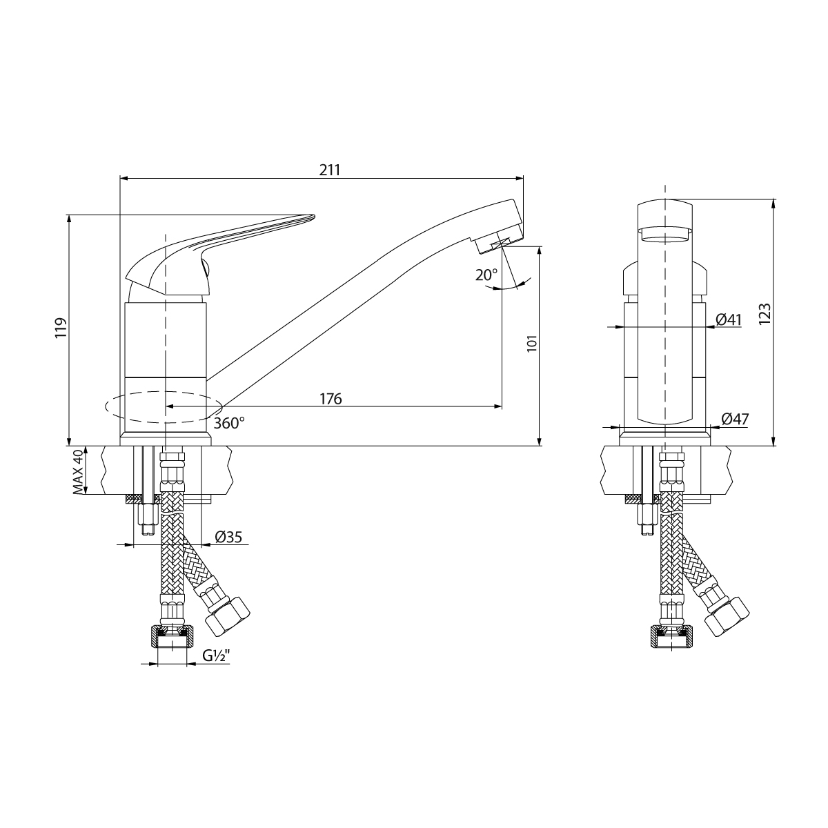 Смеситель Lemark Плюс Эдванс_Plus Advance LM1204C для кухни