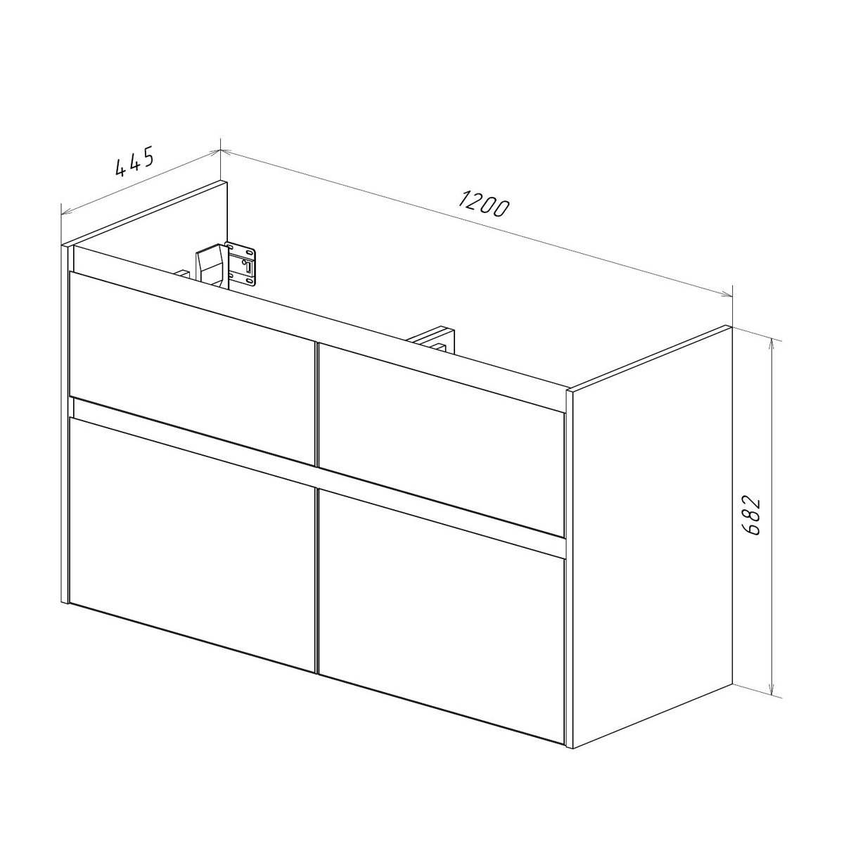 Тумба Lemark COMBI 125 см под 2 раковины, подвесная/напольная,4 ящика, цвет планки: Чёрный, цвет корпуса, фасада: Белый глянец