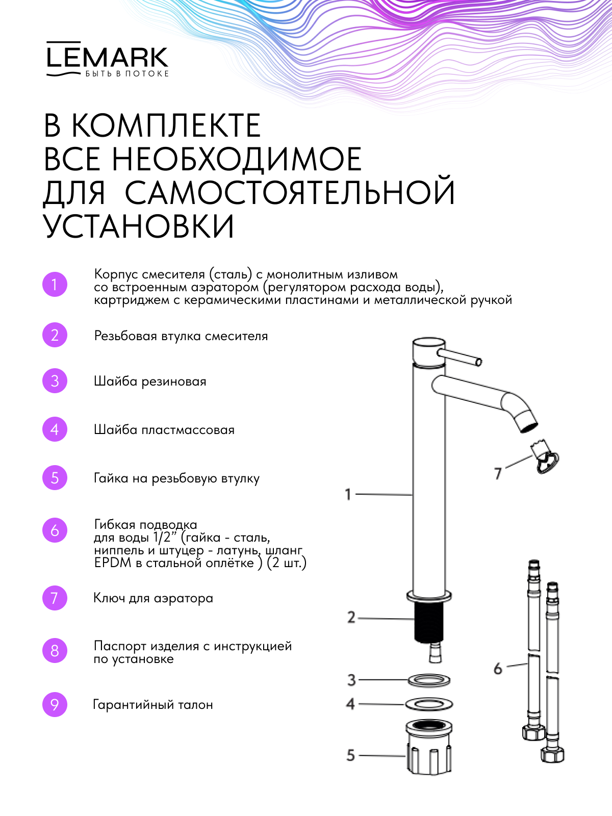 Смеситель Lemark Калина_Kalina LMF-2115S-BRRG для раковины высокий