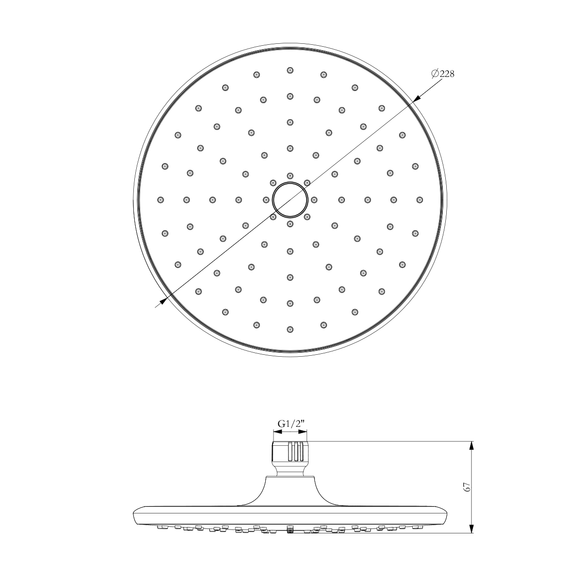 Душевая лейка верхняя Lemark LM8130C, круглая, диаметр 228 мм., хром