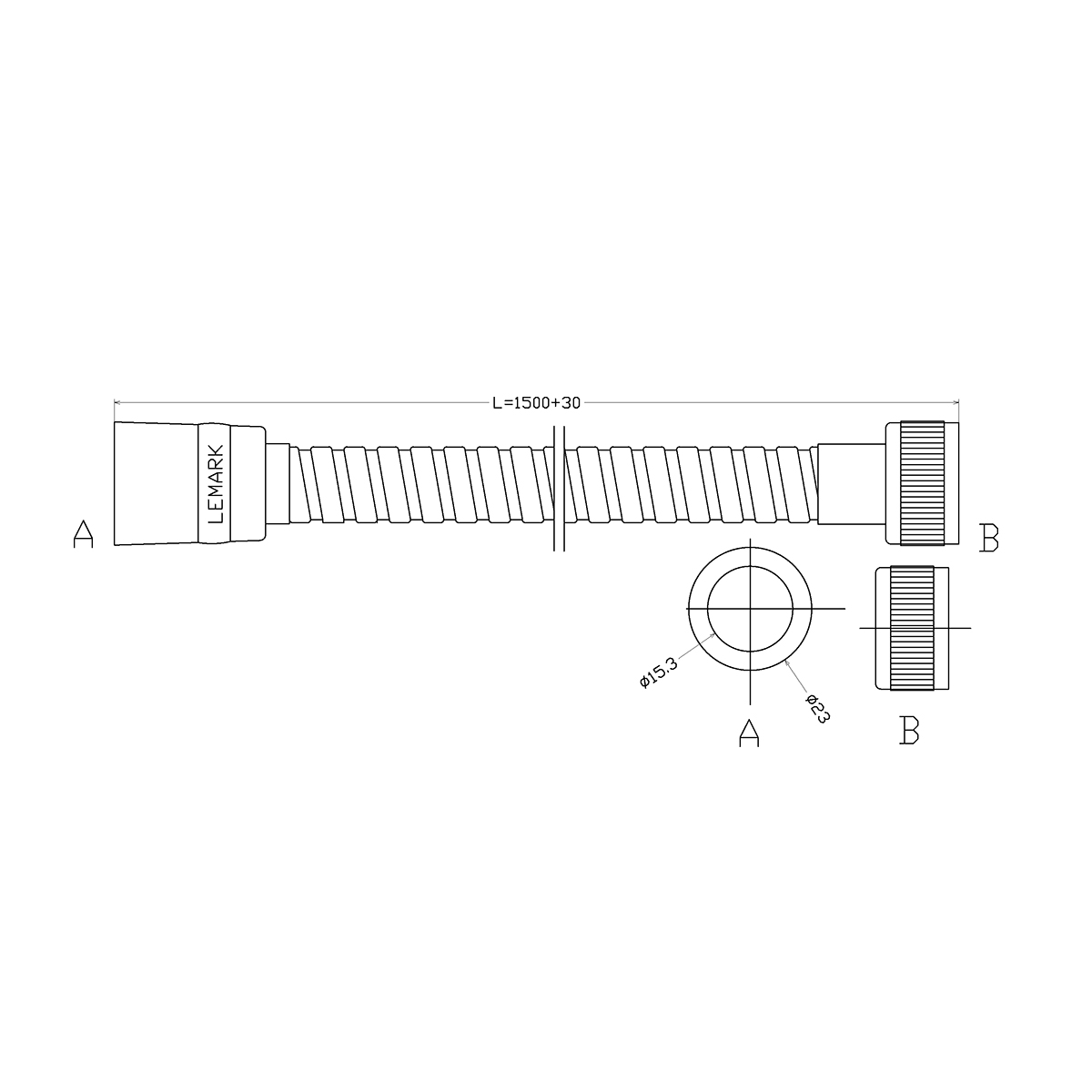 Душевой шланг Lemark LE8037B-Bronze двухзагибный 1,5 м, TURN-FREE, латунь, покрытие бронза, блистер