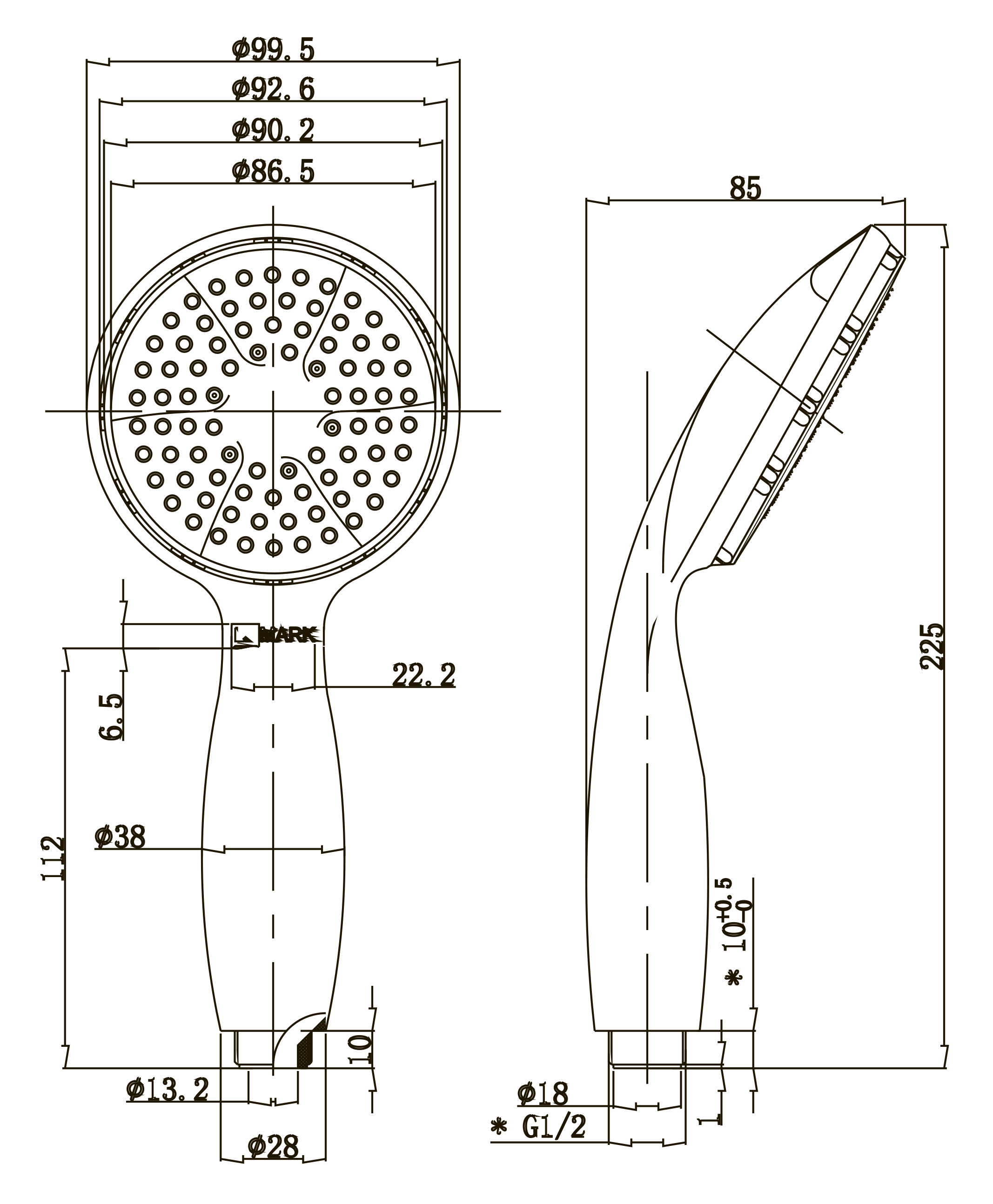 Лейка душевая Lemark LM8001C, 1-функциональная