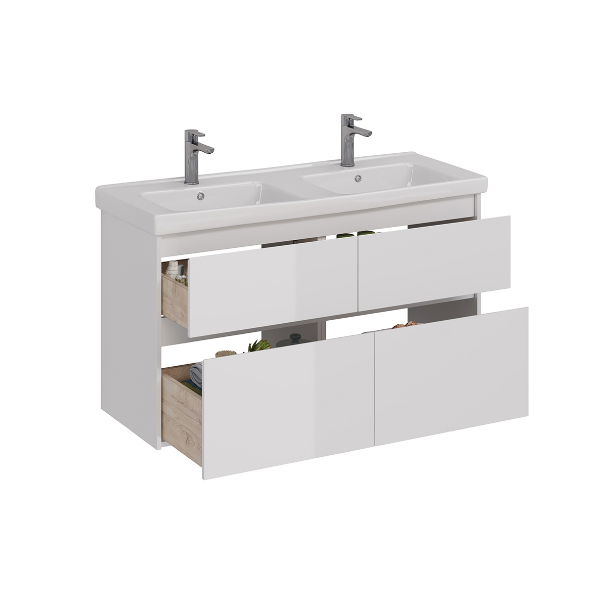 Тумба Lemark COMBI 125 см под 2 раковины, подвесная/напольная,4 ящика, цвет корпуса, фасада: Белый глянец Тумба Lemark COMBI 125 см под 2 раковины, подвесная/напольная,4 ящика, цвет корпуса, фасада: Белый глянец