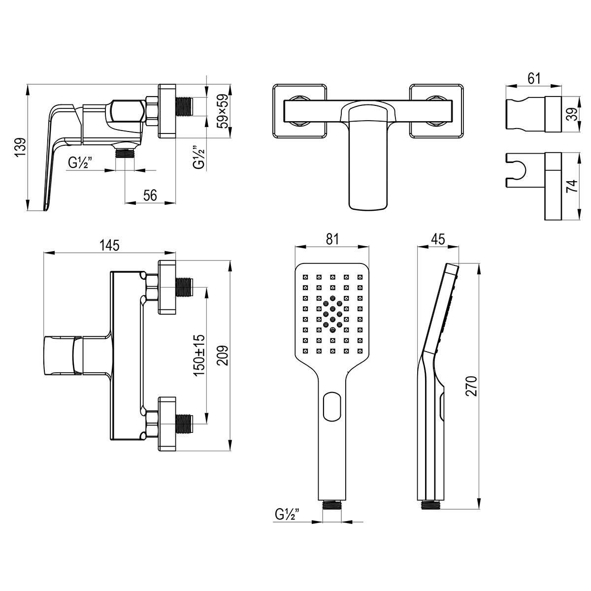 Смеситель Lemark Хоста_Hosta LM12303C для душа