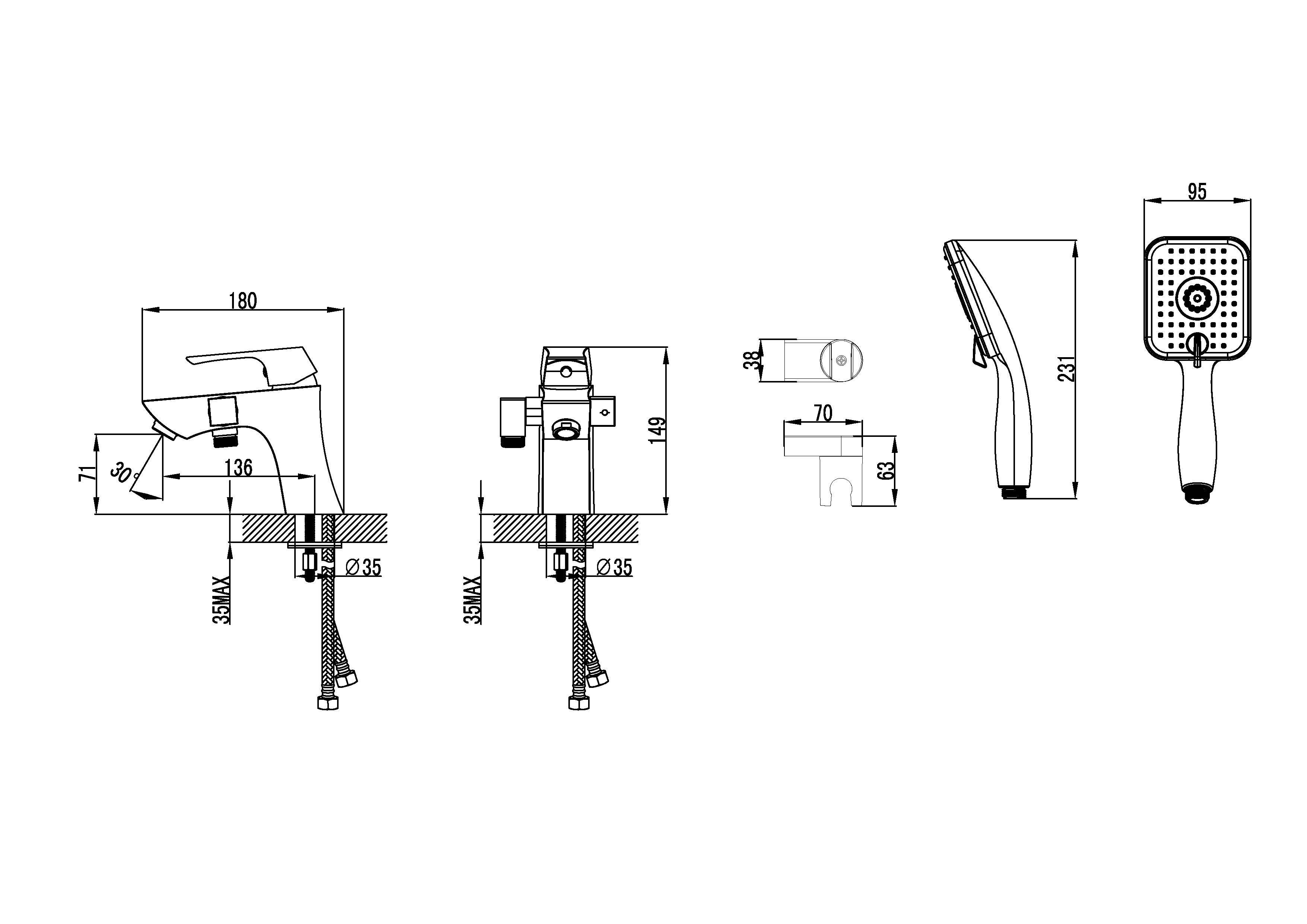 Смеситель Lemark Unit LM4515C на борт ванны