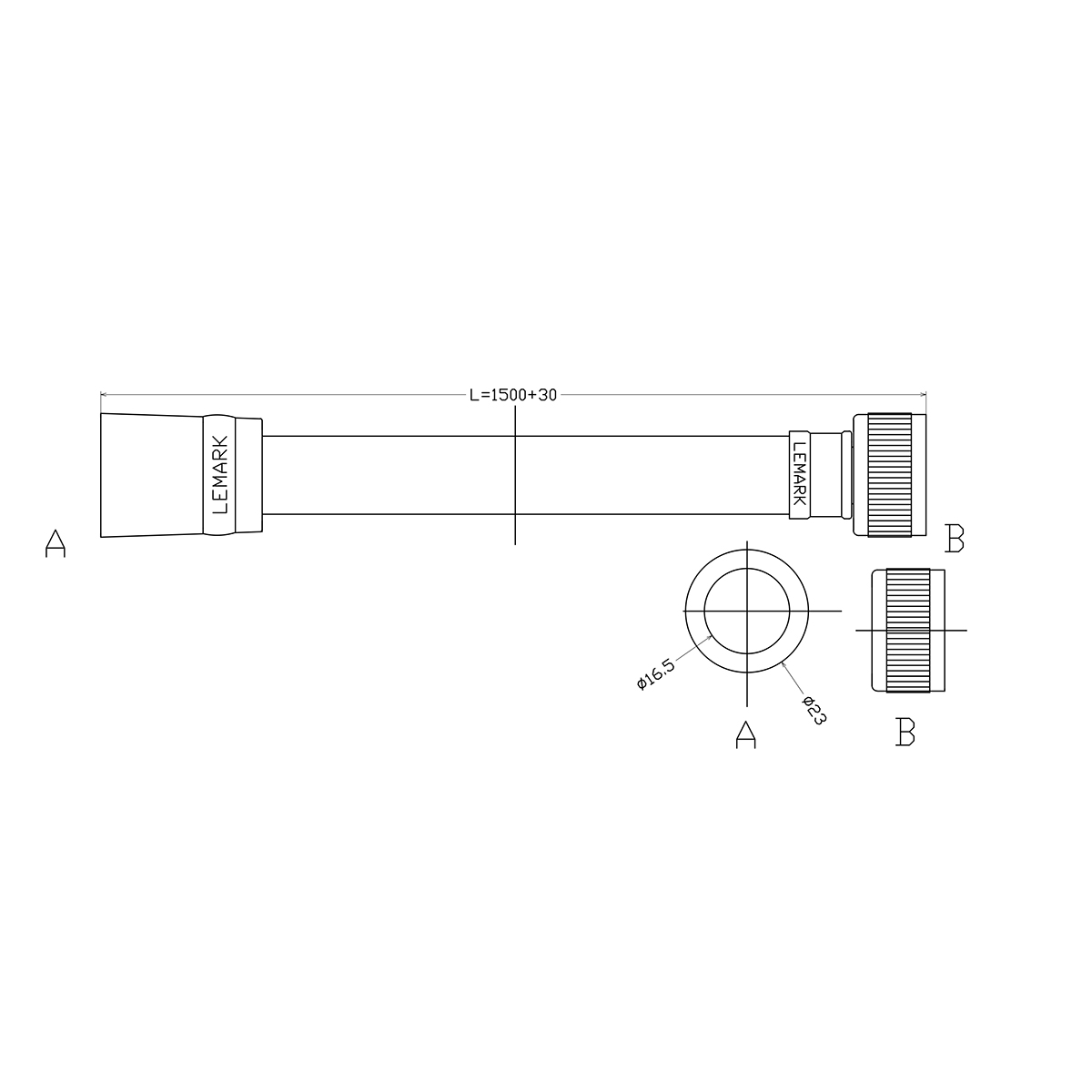 Душевой шланг Lemark LE8025P-Black 1.5 м, TURN-FREE, черный