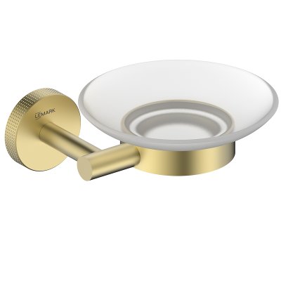 Мыльница Lemark BELUGA подвесная, сталь, стекло, брашированное светлое золото