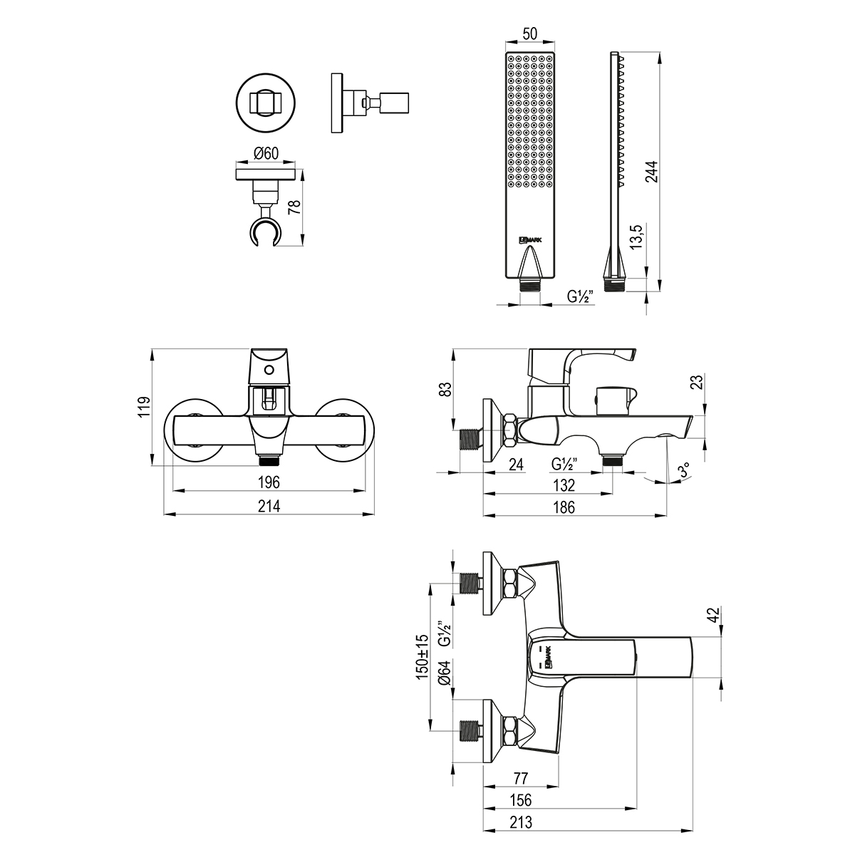 Смеситель Lemark Ursus LM7214BG для ванны с монолитным изливом