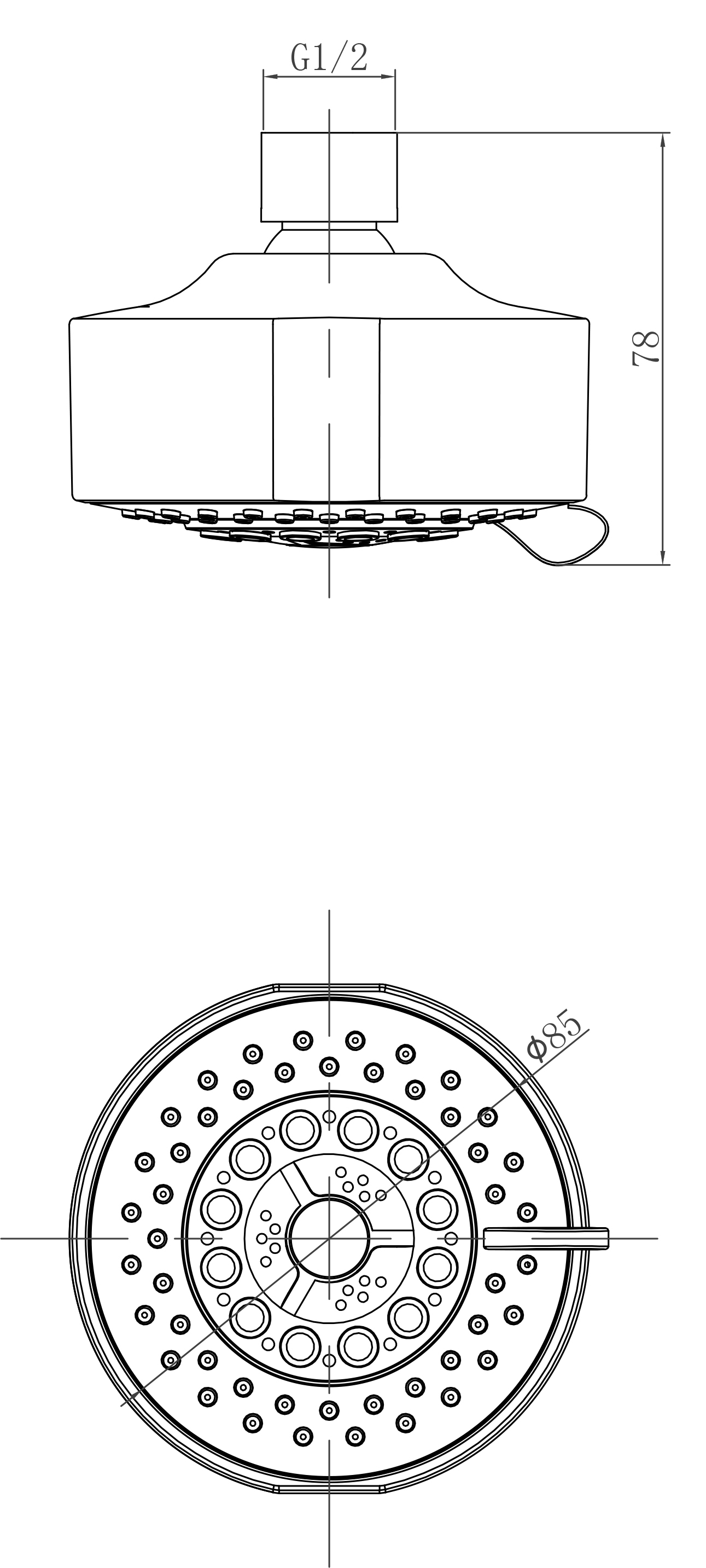 Душевая лейка верхняя Lemark LM8041C 5-функциональная, круглая диаметр 85 мм, хром
