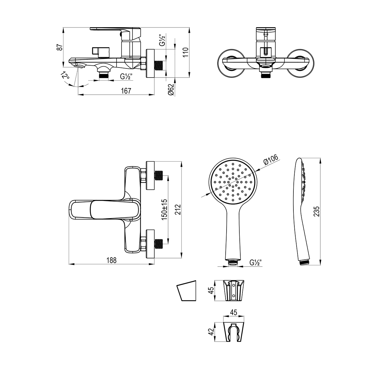 Смеситель Lemark Melior LMF-1022B-C для ванны
