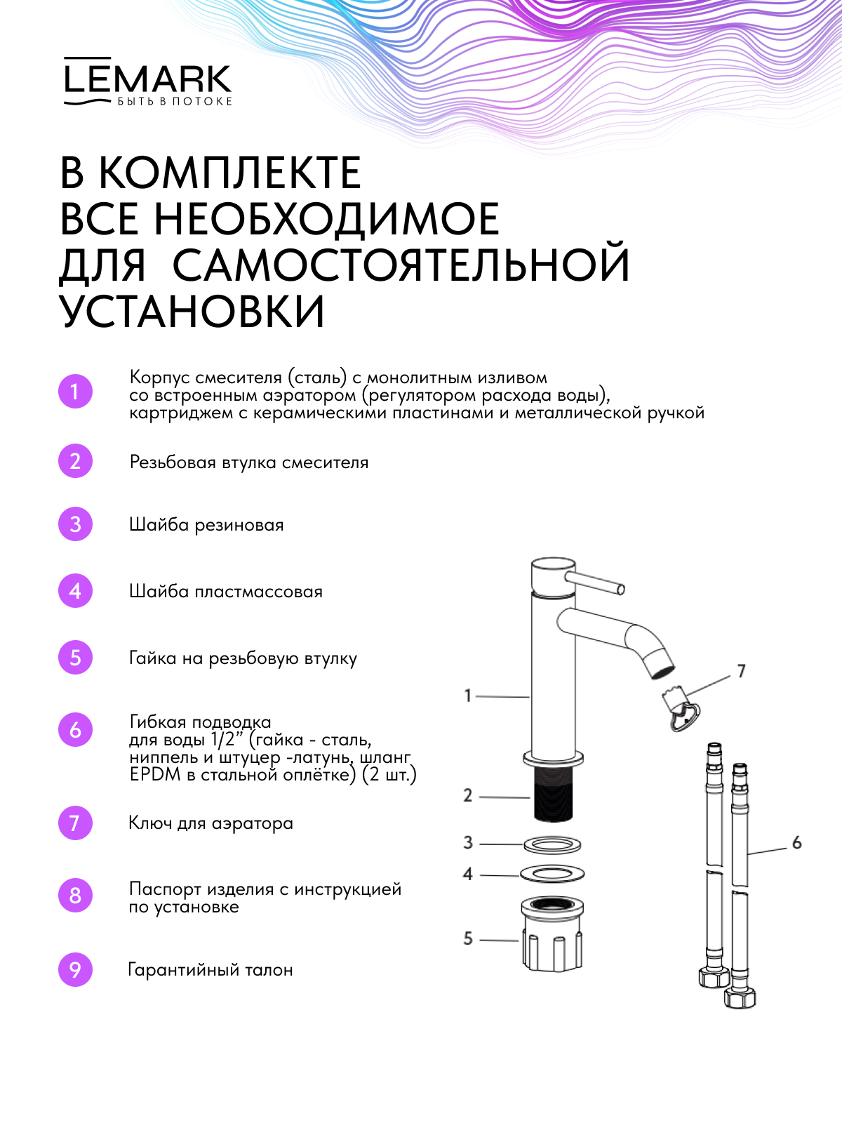 Смеситель Lemark Калина_Kalina LMF-2112S-GM для раковины