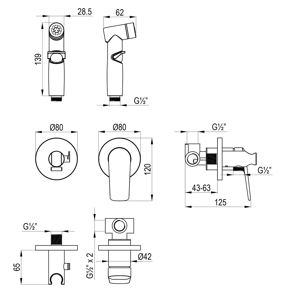Смеситель Lemark Verba LM11419C с гигиеническим душем, встраиваемый
