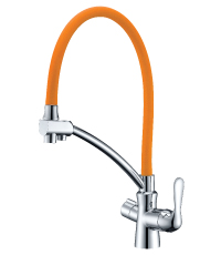 Смеситель Lemark Comfort LM3070C-Orange для кухни с подключением к фильтру питьевой водой, хром оран
