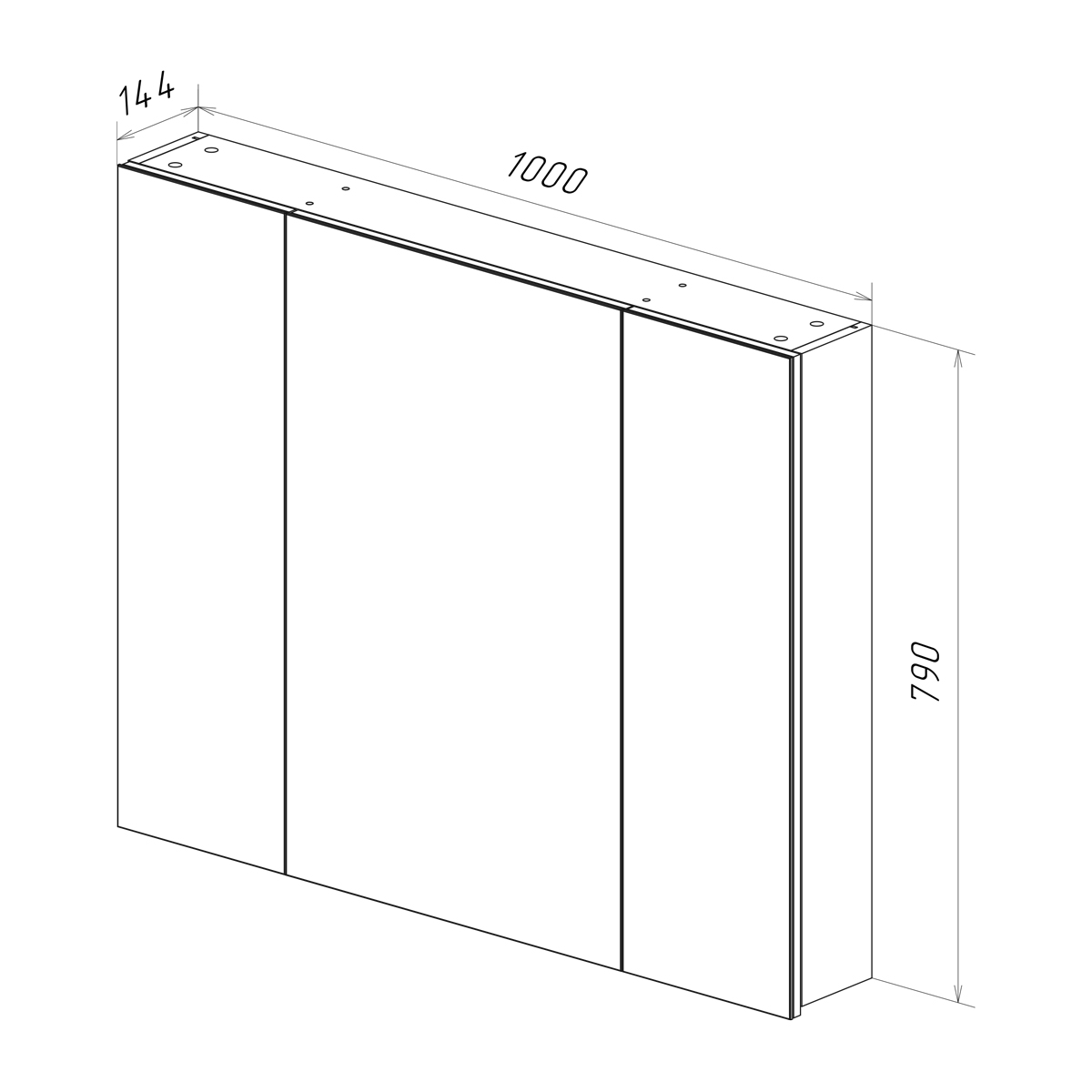 Шкаф зеркальный Lemark UNIVERSAL 100х80 см 3-х дверный, цвет корпуса: Белый глянец