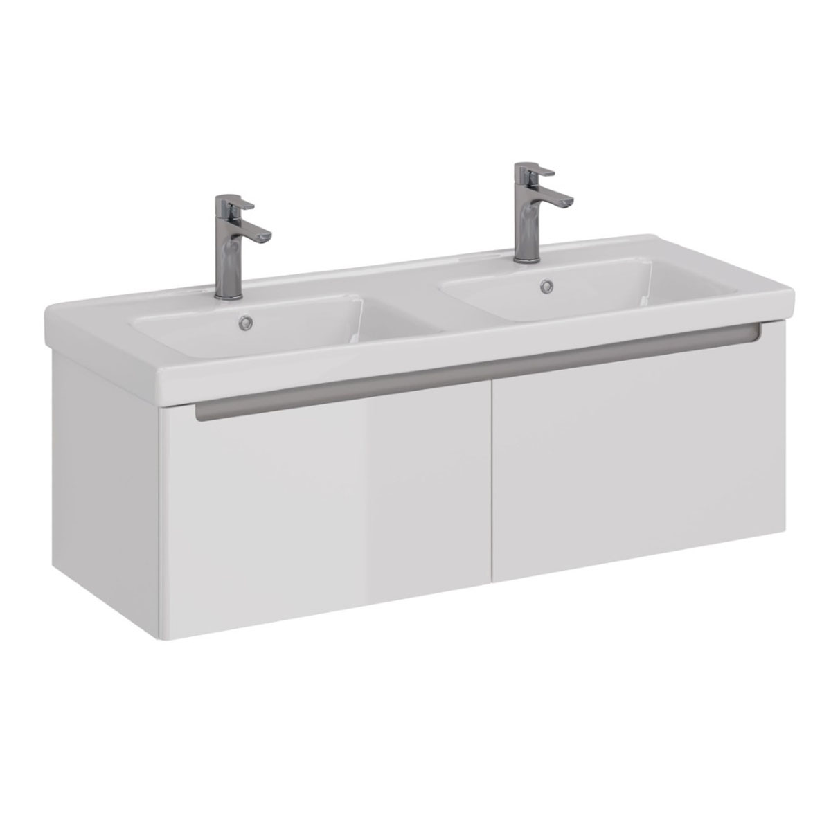 Тумба Lemark BUNO MINI 125 см под 2 раковины, подвесная, 2 ящика, цвет корпуса, фасада: Белый глянец Тумба Lemark BUNO MINI 125 см под 2 раковины, подвесная, 2 ящика, цвет корпуса, фасада: Белый глянец