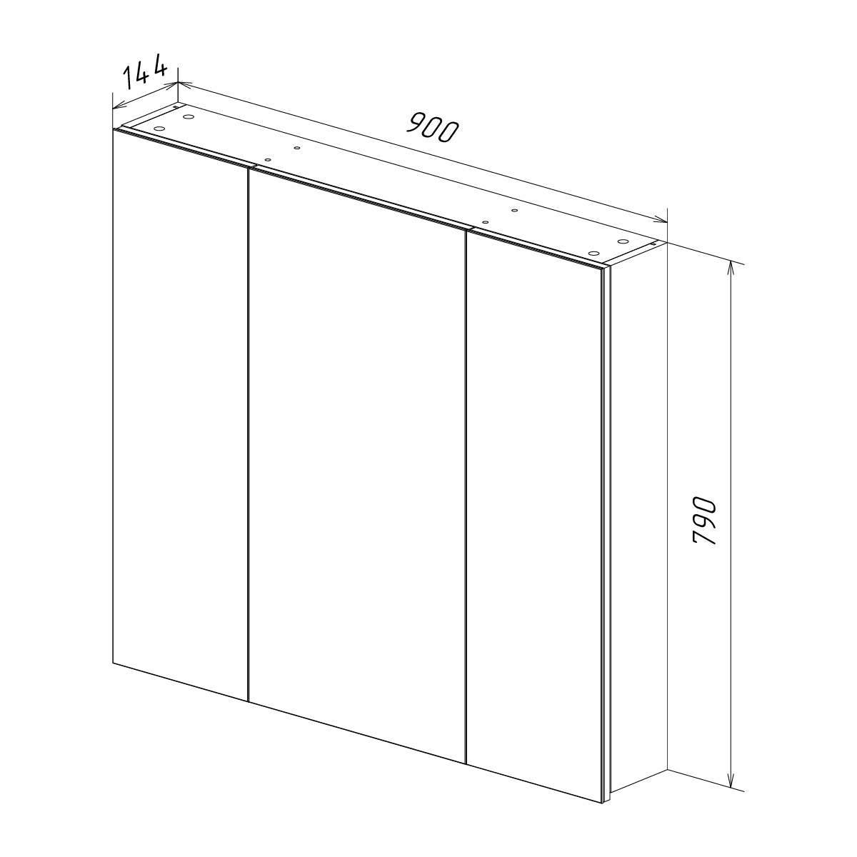 Шкаф зеркальный Lemark UNIVERSAL 90х80 см 3-х дверный, цвет корпуса: Белый глянец