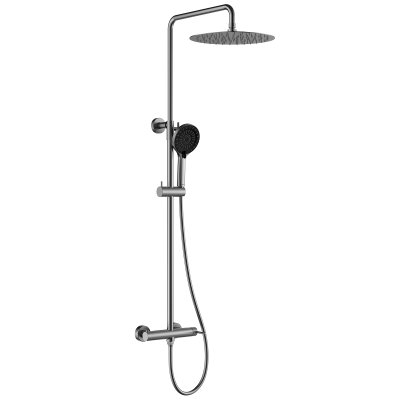 LEMARK | Смеситель Lemark Beluga LMF-8025B-GM для душа с регулируемой высотой штанги и лейкой верхнего душа «Тропический дождь»