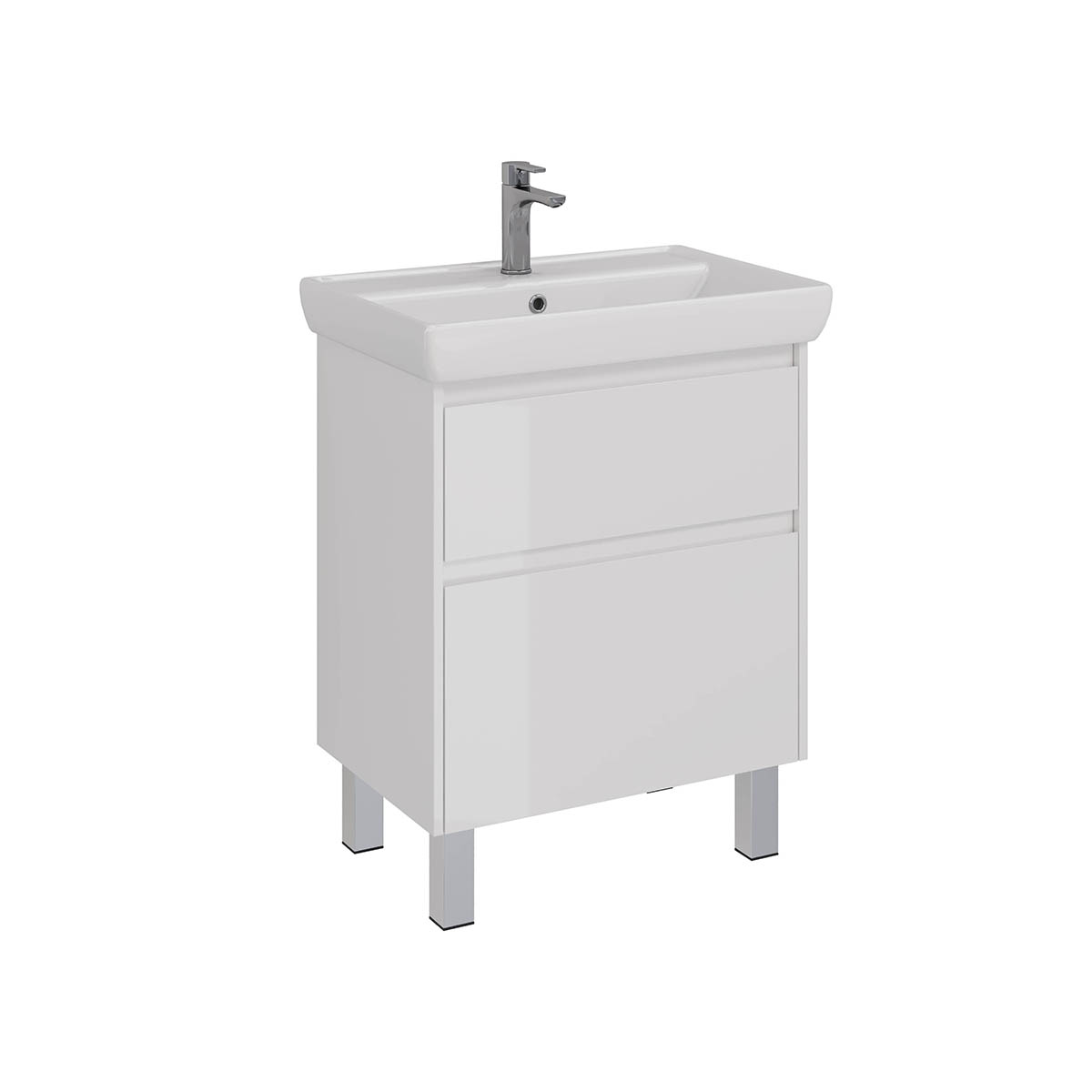 Тумба Lemark COMBI 70 см под 1 раковину, подвесная/напольная, 2 ящика, цвет корпуса, фасада: Белый глянец Тумба Lemark COMBI 70 см под 1 раковину, подвесная/напольная, 2 ящика, цвет корпуса, фасада: Белый глянец
