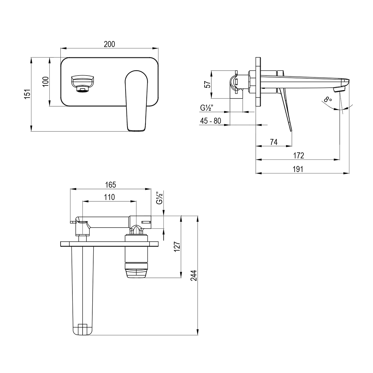 Смеситель Lemark Bronx LM3726BL для раковины, встраиваемый