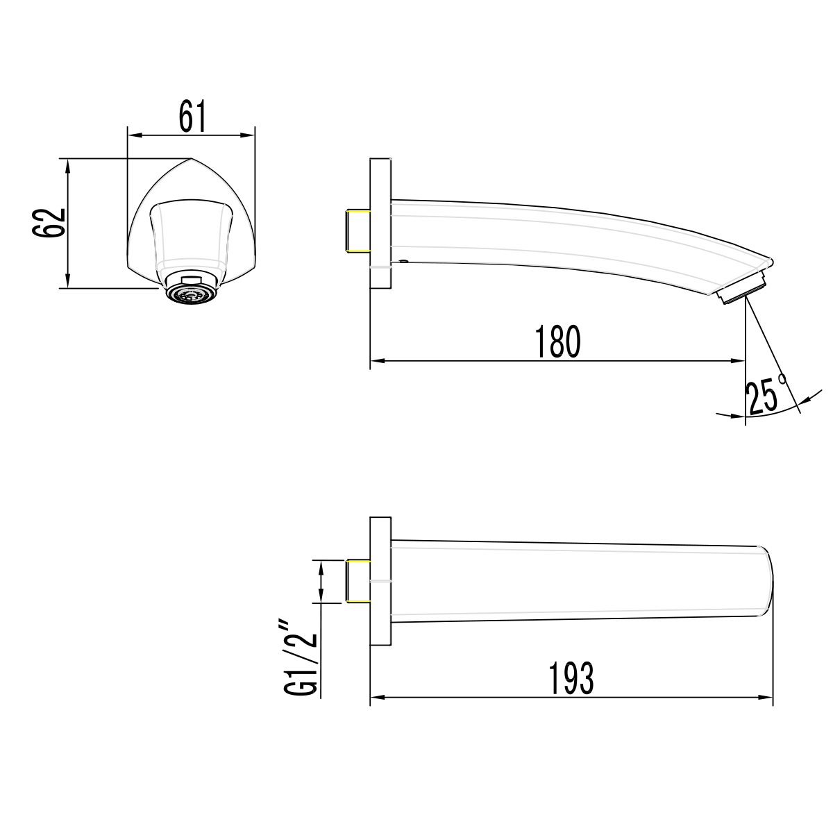 Наполнитель для ванны Lemark LM3581C встраиваемый, 180 мм, для LM3522C, хром