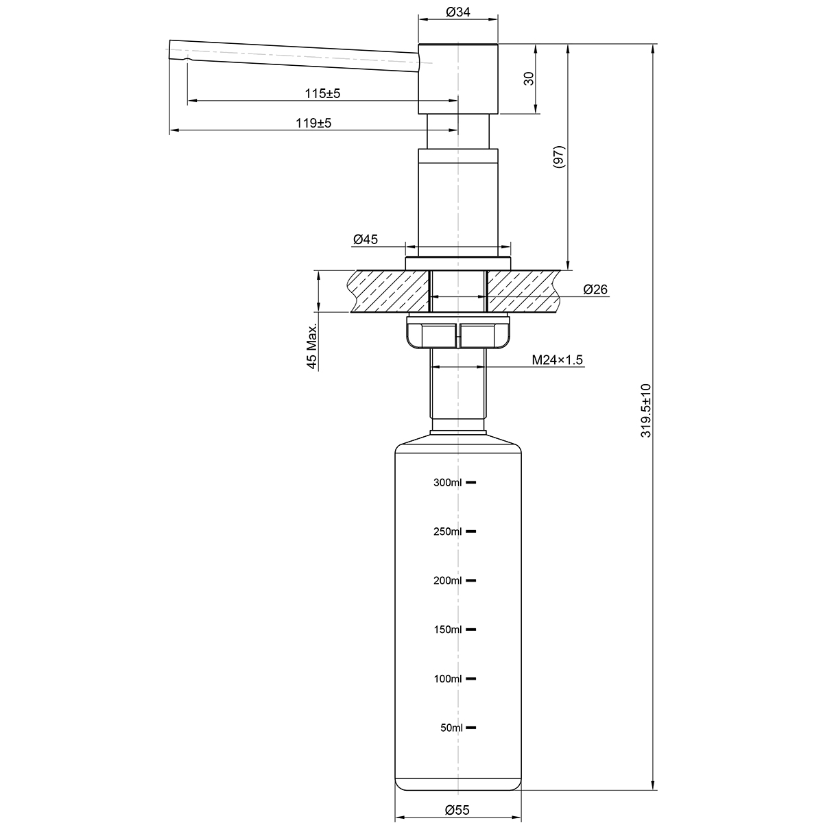 Дозатор для жидких моющих средств Lemark Expert LM8203, врезной