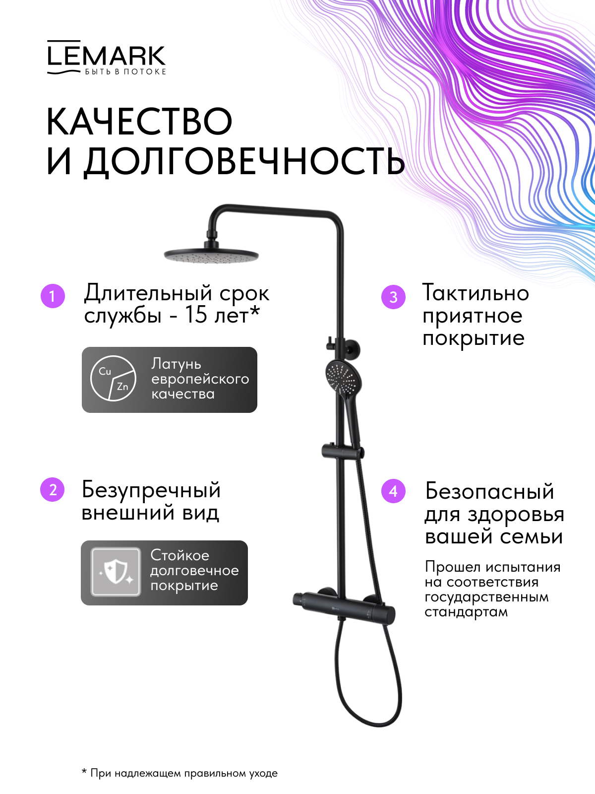 Смеситель Lemark Бронкс_Bronx LM3770BL для душа термостатический