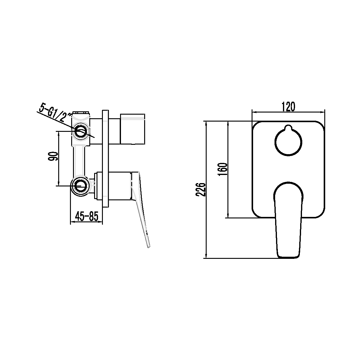 Смеситель Lemark Bronx LM3728GM для ванны и душа, встраиваемый