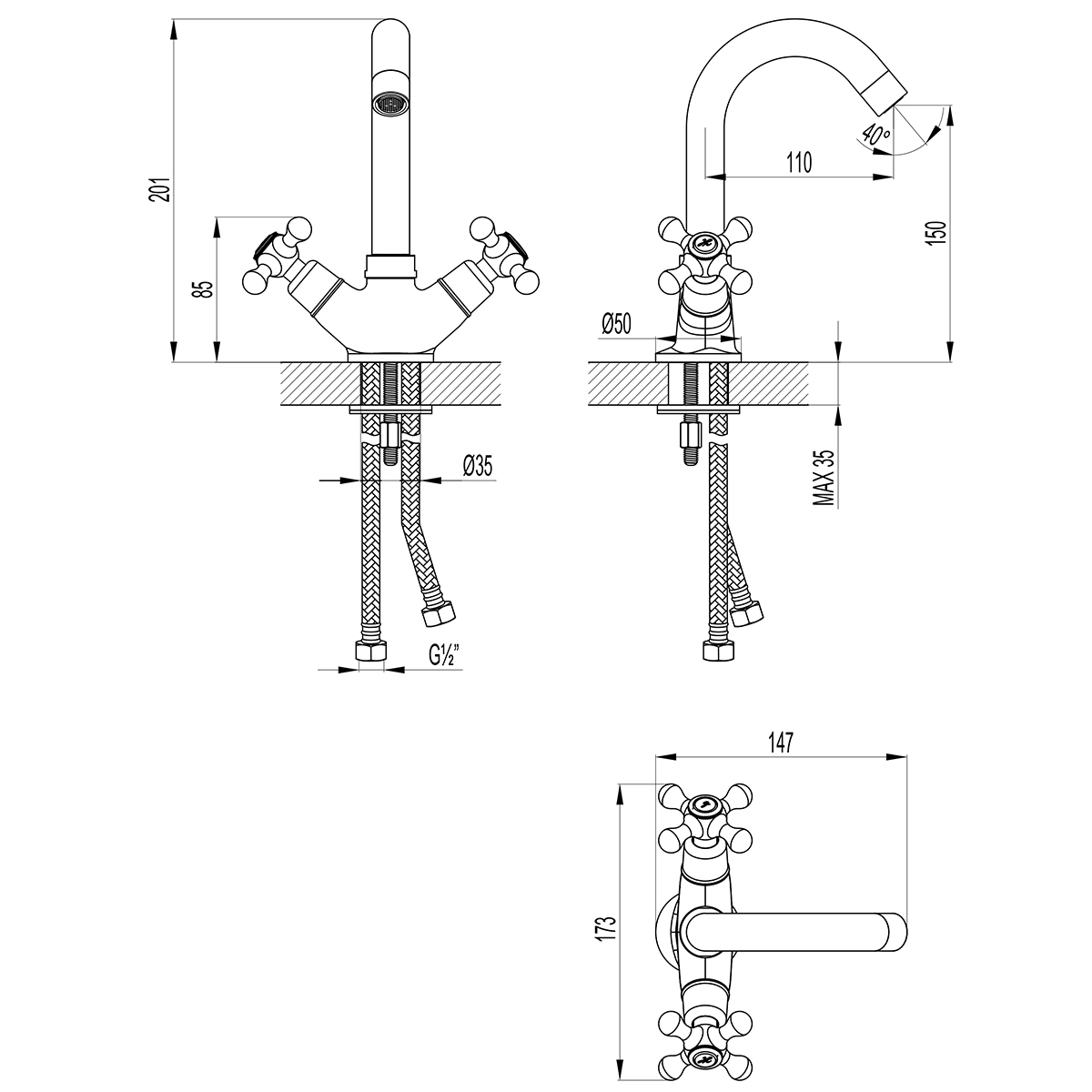 Смеситель Lemark Standard LM2107C для раковины