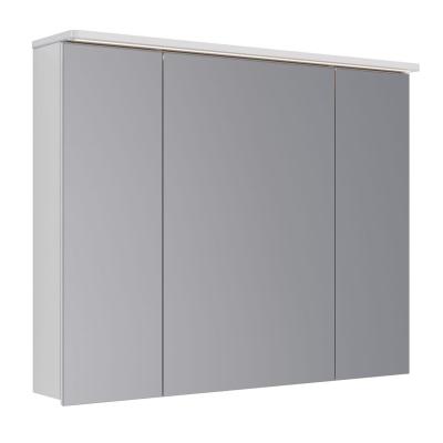 Шкаф зеркальный Lemark ZENON 100х80 см 3-х дверный, с козырьком-подсветкой, с розеткой, цвет корпуса: Белый глянец