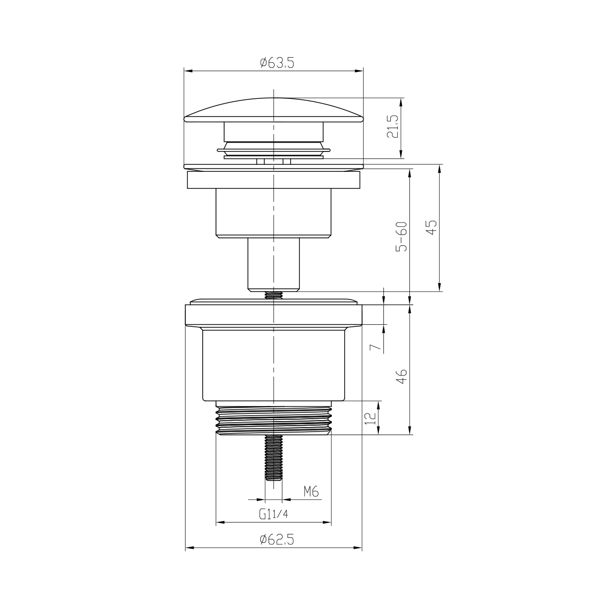 Донный клапан Lemark LM8500B универсальный, графит