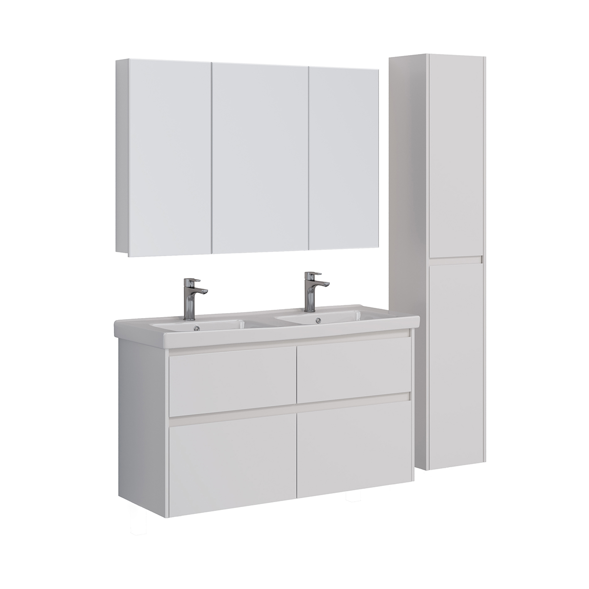 Тумба Lemark COMBI 125 см под 2 раковины, подвесная/напольная,4 ящика, цвет корпуса, фасада: Белый глянец Тумба Lemark COMBI 125 см под 2 раковины, подвесная/напольная,4 ящика, цвет корпуса, фасада: Белый глянец