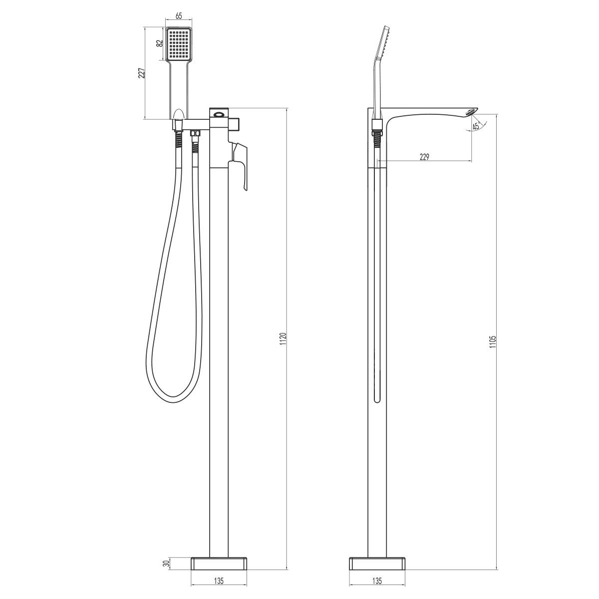 Смеситель Lemark Unit LM4544C для ванны, напольный