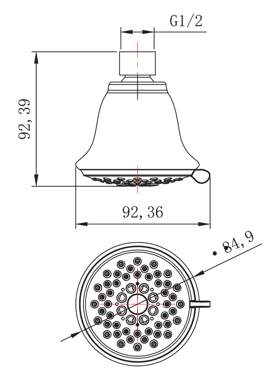 Душевая лейка верхняя Lemark LM8043C 3-функциональная, круглая диаметр 85 мм, хром