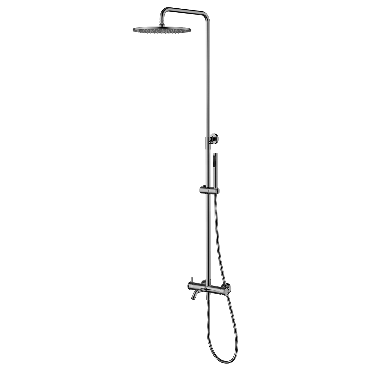 LEMARK | Смеситель Lemark Зенит LMF-1626S-BRGMN для ванны и душа с регулируемой высотой штанги, монолитным изливом и верхней душевой лейкой «Тропический дождь»