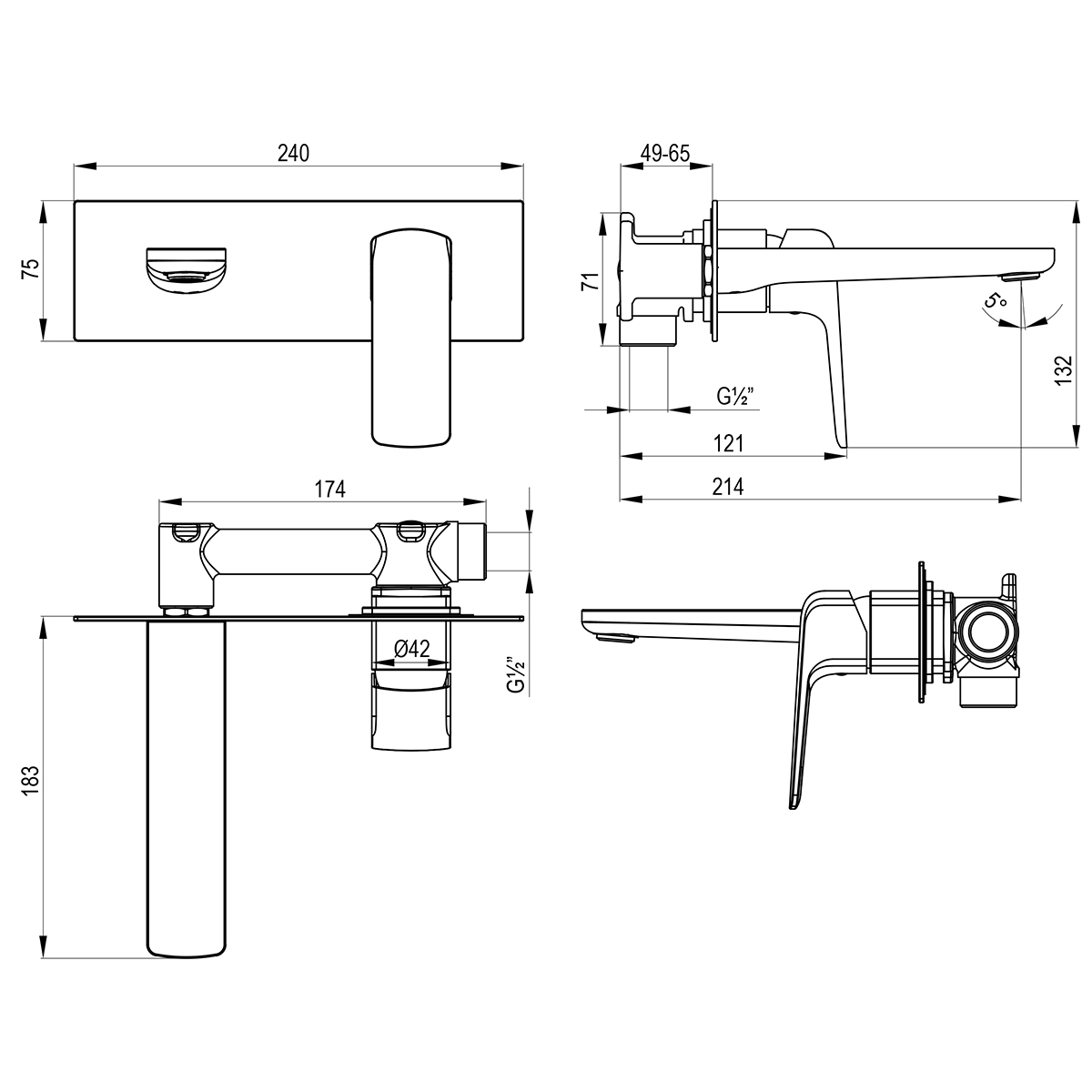 Смеситель Lemark Hosta LM12326LGM для раковины, встраиваемый ТОЛЬКО ОНЛАЙН!