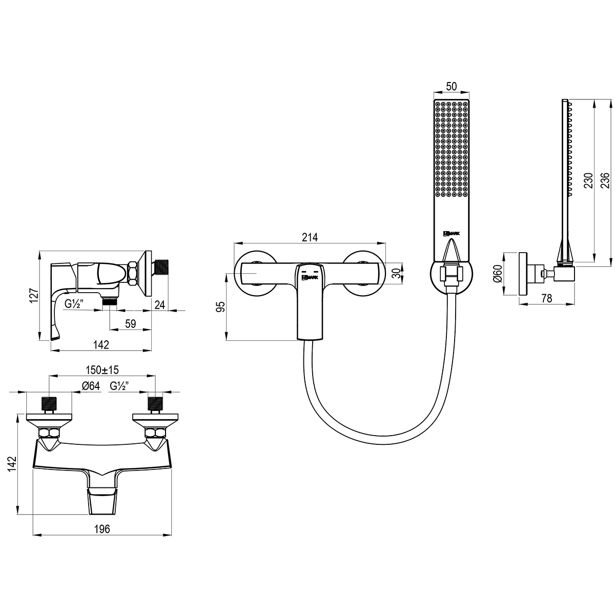Смеситель Lemark Ursus LM7203BG для душа