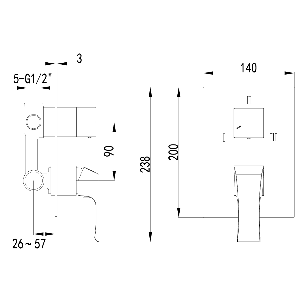 Смеситель Lemark Unit LM4528C для ванны и душа, встраиваемый