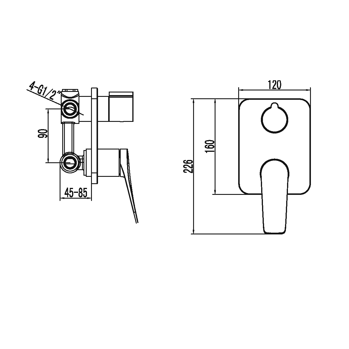 Смеситель Lemark Bronx LM3727GM для ванны и душа, встраиваемый