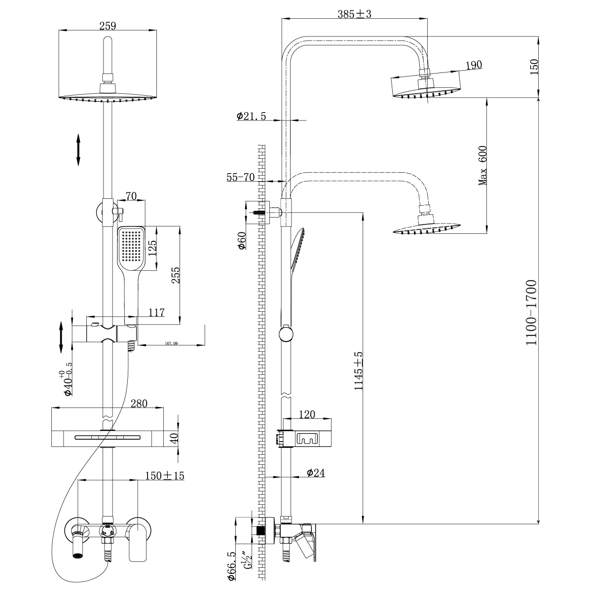 Смеситель Lemark Tropic LM7002BL для ванны и душа