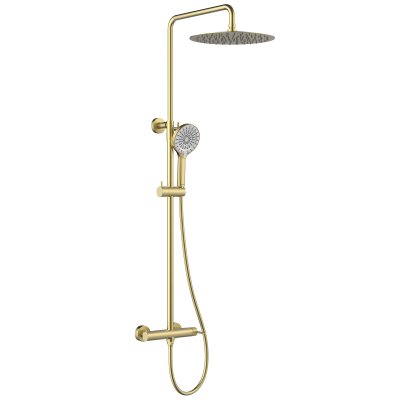 LEMARK | Смеситель Lemark Beluga LMF-8025B-BRLG для душа с регулируемой высотой штанги и лейкой верхнего душа «Тропический дождь»