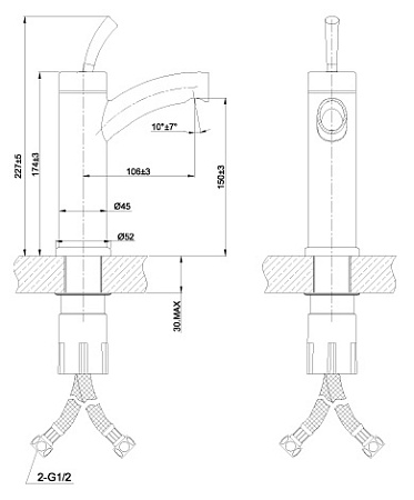 Смеситель для умывальника Lemark LM5106S монолитный 