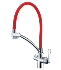 Смеситель Lemark Comfort LM3070C-Red для кухни с подключением к фильтру питьевой водой, хром крсн