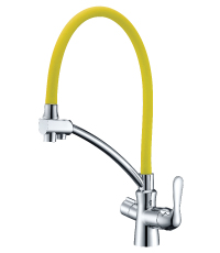 Смеситель Lemark Comfort LM3070C-Yellow для кухни с подключением к фильтру питьевой водой, хром жел
