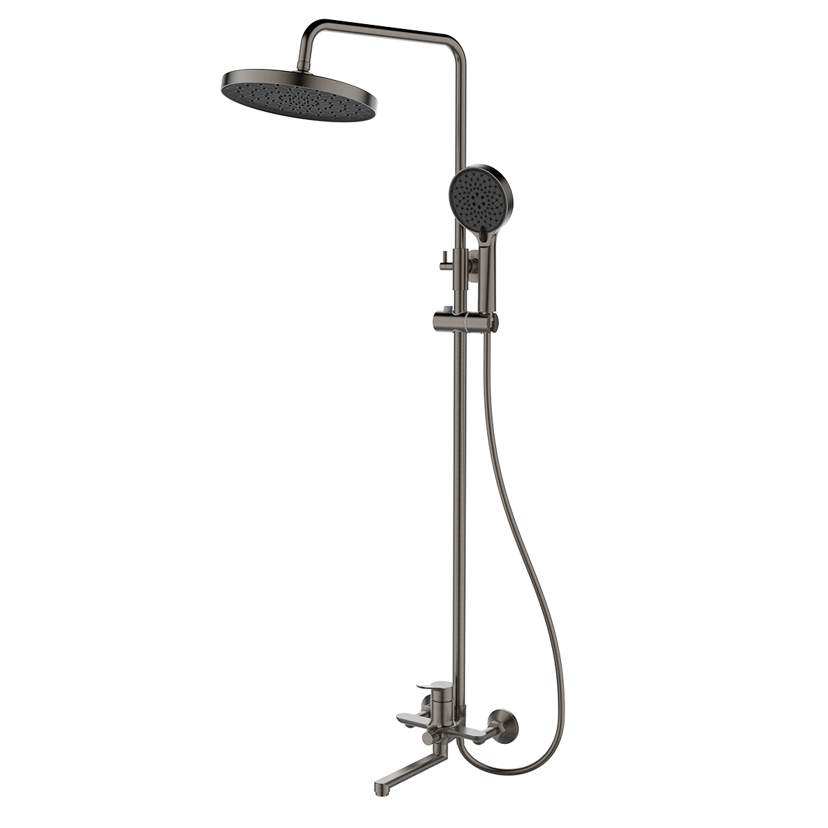 Смеситель Lemark Siberia LMF-7026B-GM для ванны и душа с регулируемой высотой штанги и лейкой верхнего душа «Тропический дождь»