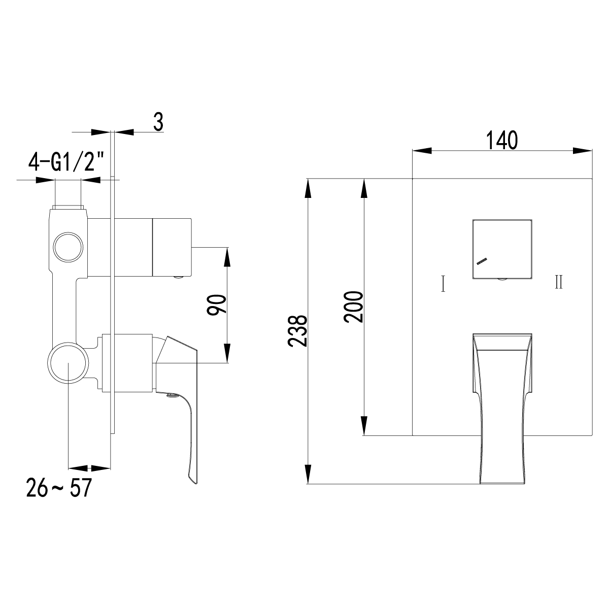 Смеситель Lemark Unit LM4527C для ванны и душа, встраиваемый