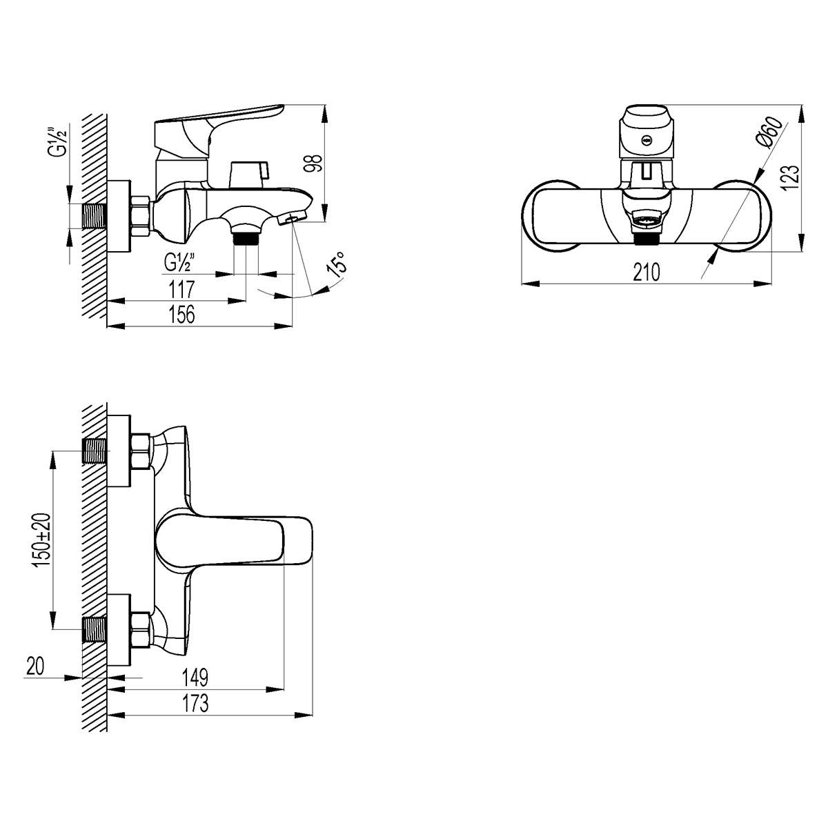 Смеситель Lemark Selena LM0812C для ванны