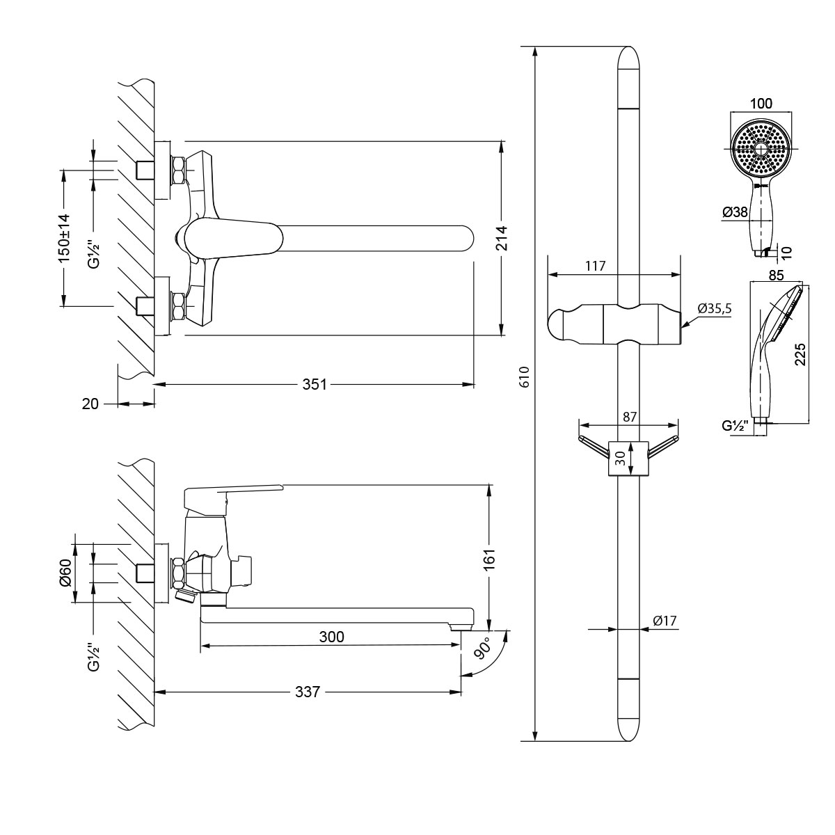 Комплект для ванной комнаты Lemark Point LM0379C "2 в 1"