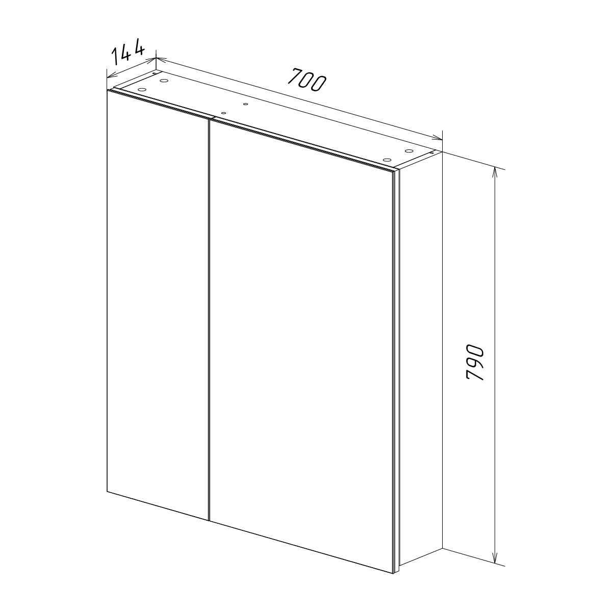 Шкаф зеркальный Lemark UNIVERSAL 70х80 см 2-х дверный, цвет корпуса: Белый глянец